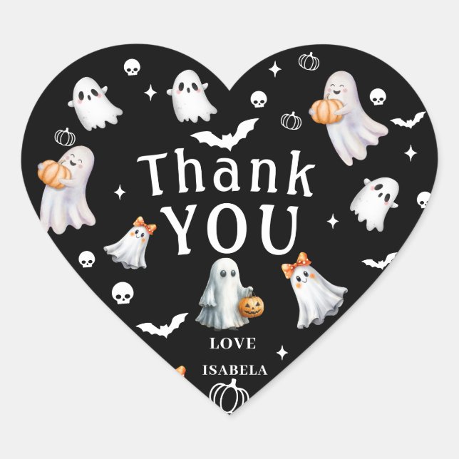 Sticker Cœur Little Pumpkin Boo – Halloween Baby Shower (Devant)