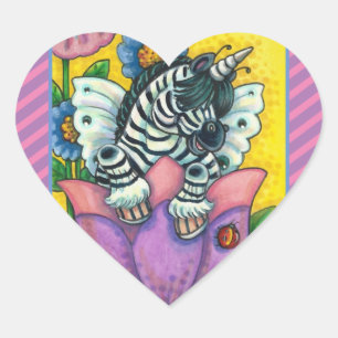 Sticker Cœur LITTLE ZEBO WHIMSYNICKER, Imaginaire UNICORN ZEBRA
