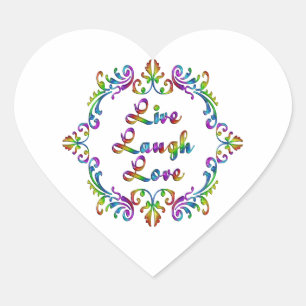 Sticker Cœur Live Laugh Love Design coloré
