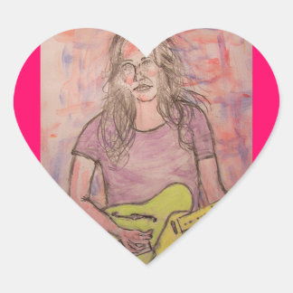 Sticker Cœur Live Music Girl Sketch