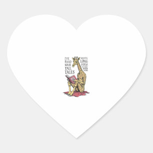 Sticker Cœur Livre amusant Giraffe Longue Forme Lire Contes lon