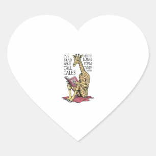 Sticker Cœur Livre amusant Giraffe Longue Forme Lire Contes lon