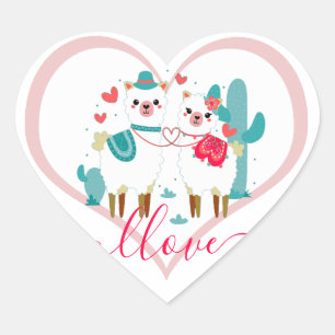 Sticker Cœur Llama Llove