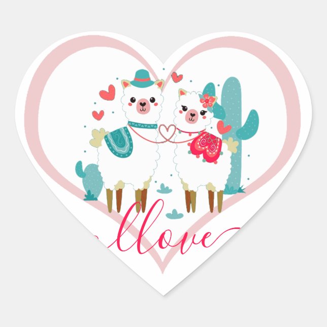 Sticker Cœur Llama Llove (Devant)