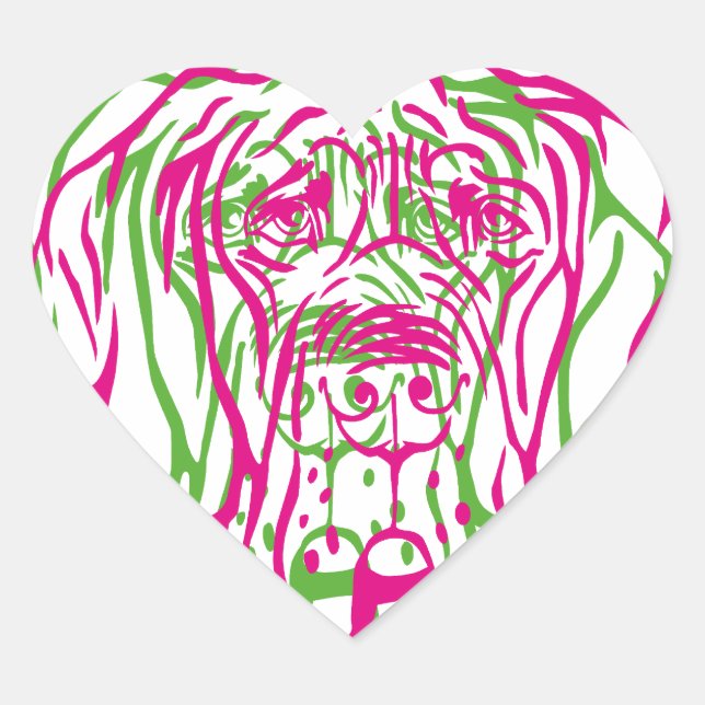 Sticker Cœur logo de dogue allemand psychédélique (Devant)