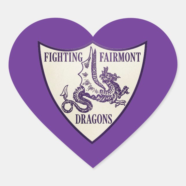 Sticker Cœur Logo des Dragons de Fighting Fairmont de Kettering (Devant)