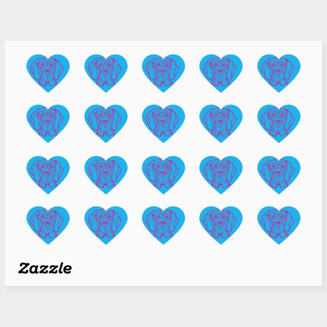 Sticker Cœur logo grand danois psychédélique (Feuille)