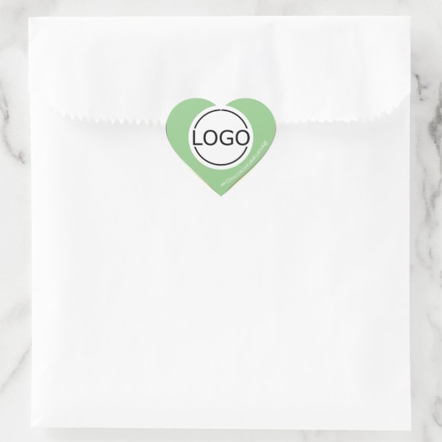 Sticker Cœur Logo Modèle Pastel Mint Yellow Custom Packaging (Sac)