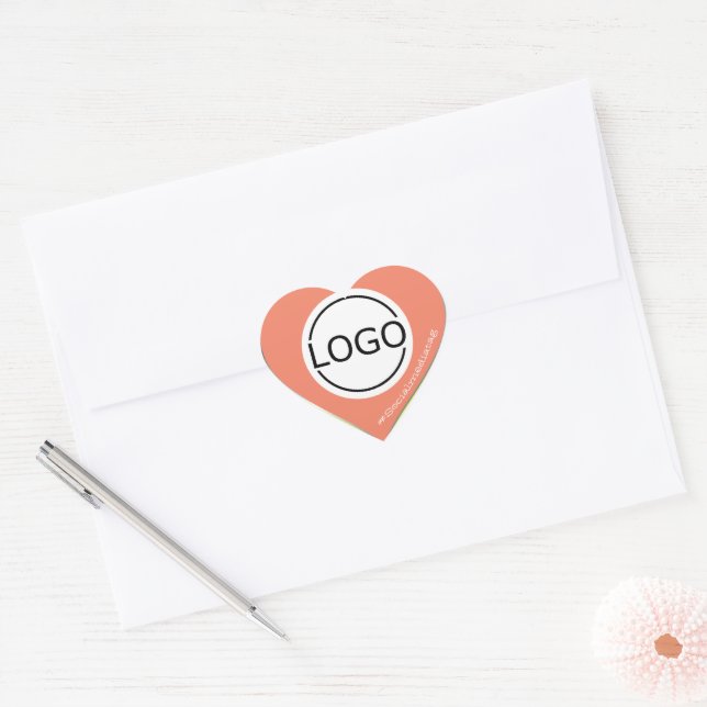 Sticker Cœur Logo Modèle Pastel Peach Yellow Custom Packaging (Enveloppe)