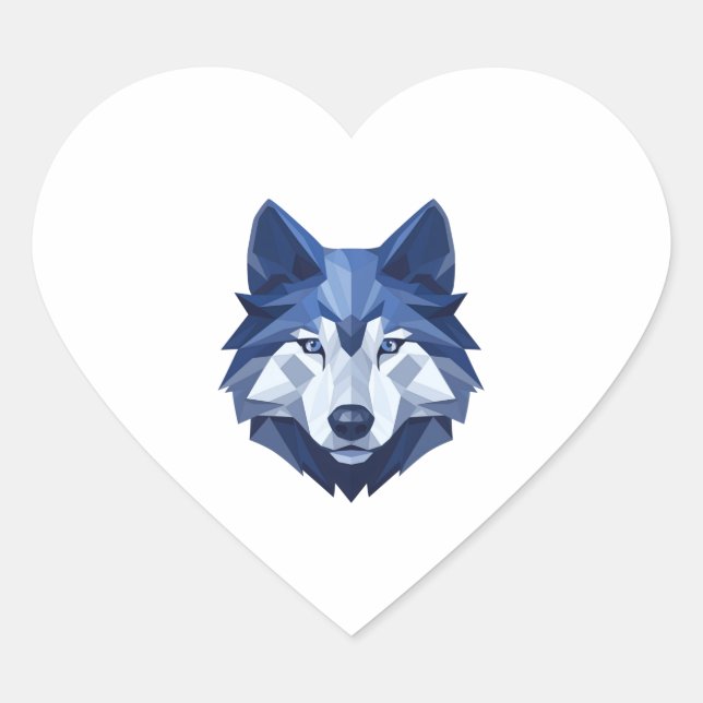 Sticker Cœur Loup bleu 4 (Devant)