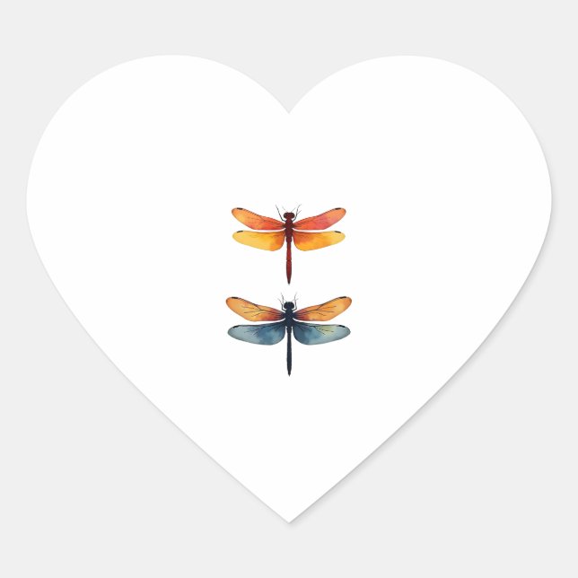 Sticker Cœur Love Dragonflies child small simple Minimalist Dra (Devant)
