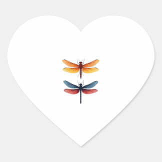 Sticker Cœur Love Dragonflies child small simple Minimalist Dra