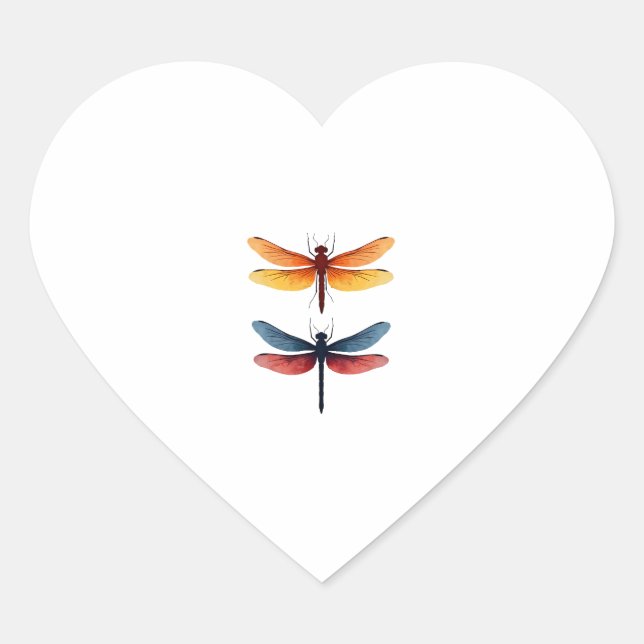 Sticker Cœur Love Dragonflies child small simple Minimalist Dra (Devant)