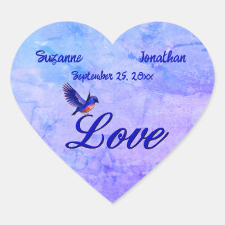 Sticker Cœur Love Elegant Bluebird Mariage personnalisé