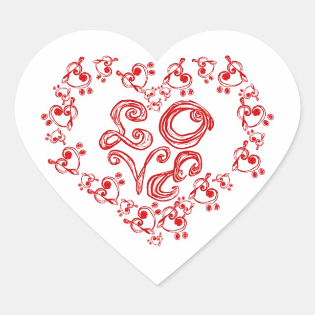 Sticker Cœur LOVE Fabric Font Red Letter Heart Treble Bass Clef (Devant)