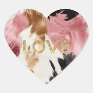 Sticker Cœur Love Gold Crème rose noir Cowgirl Cowhide