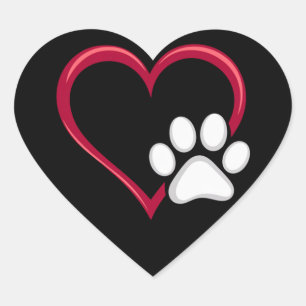 Sticker Cœur Love Heart Chien Paw Valentine's Day Amoureux des 
