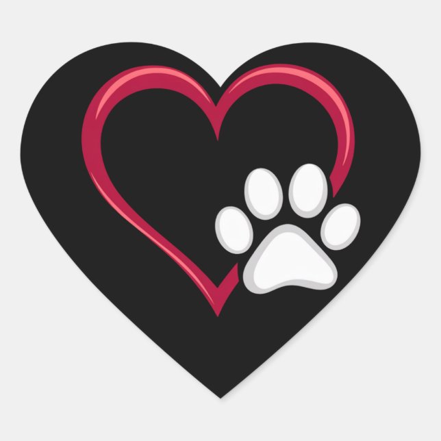 Sticker Cœur Love Heart Chien Paw Valentine's Day Amoureux des  (Devant)