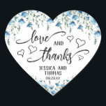 Sticker Cœur Love & Merci Rustic Blue Boho Fleur sauvage Mariag<br><div class="desc">Ces stickers mignons sont parfaits comme étiquettes de faveur ou enveloppes scellés pour cartes de remerciements mariages. Elles présentent un design chic boho fantaisiste avec une bordure de fleurs sauvages dans les tons bleu poussiéreux et vert sauge. Il y a un script chic qui écrit "amour et merci" avec de...</div>