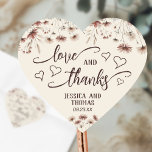 Sticker Cœur Love & Merci Rustic Boho Chic Fleur sauvage Mariag<br><div class="desc">Ces stickers mignons sont parfaits comme étiquettes de faveur ou enveloppes scellés pour cartes de remerciements mariages. Elles présentent un design chic boho fantaisiste avec une bordure de fleurs sauvages dans des tons terre cuite d'argile, rose poussiéreux, et bleu étain sur un arrière - plan couleur crème. il y a...</div>