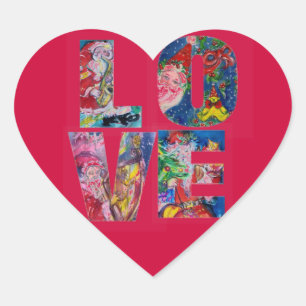 STICKER CŒUR LOVE MUSICAL PÈRE NOËL XMAS PARTY HEART