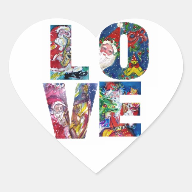 STICKER CŒUR LOVE MUSICAL PÈRE NOËL XMAS PARTY HEART (Devant)