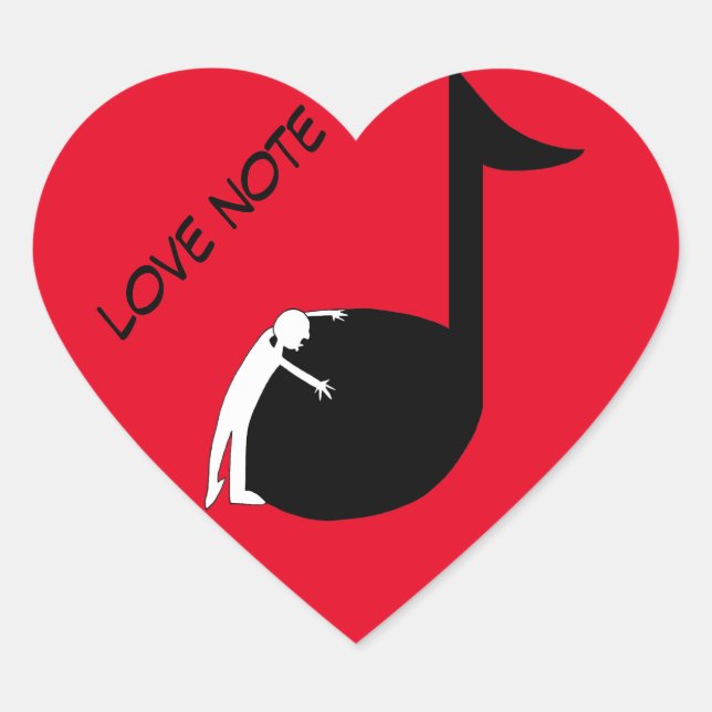 Sticker Cœur Love Note - Music Love Accrocher Kissing Music Not (Devant)