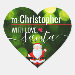 Sticker Cœur "Love, Père Noël" Green Lights Custom Holiday Ca