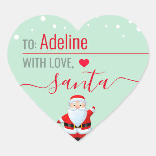 Sticker Cœur "Love, Père Noël" Monnaie cadeau de Noël personnal