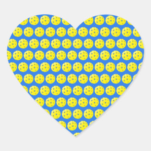 Sticker Cœur Love Pickleball jaune sur Blue Pickleball Imprimer
