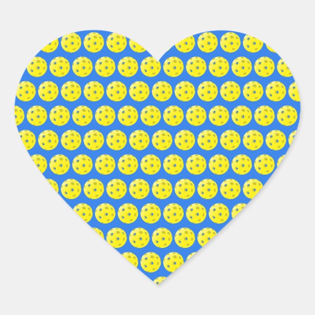 Sticker Cœur Love Pickleball jaune sur Blue Pickleball Imprimer (Devant)