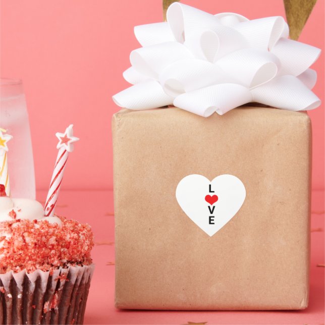 Sticker Cœur Love Red Heart mignon Valentine's Day White Custom (Fête)