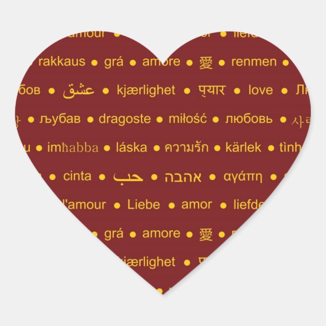 Sticker Cœur Love romantique typographie design de texte (Devant)