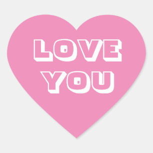 Sticker Cœur Love You, rose blanc moderne audacieux