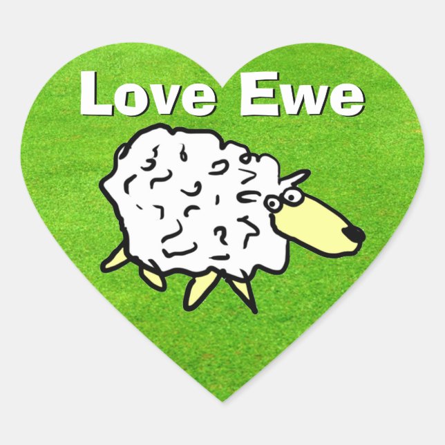 Sticker Cœur Love You - Sheep on Grass Design Dessin (Devant)