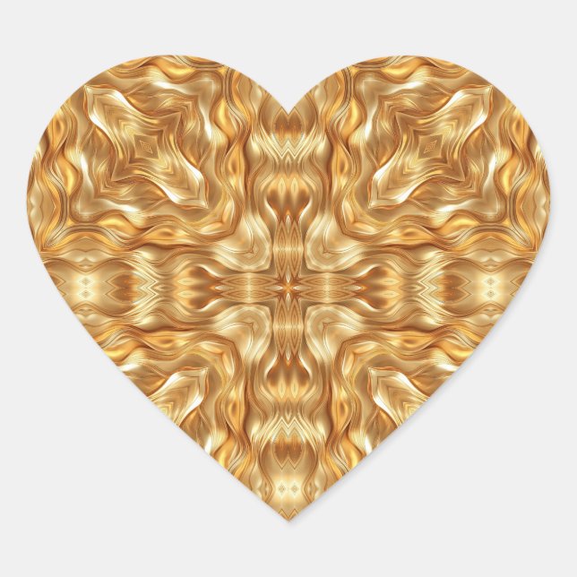 Sticker Cœur Lovely golden abstract pattern (Devant)