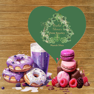 Sticker Cœur Lucky à Love Shamrock Green Gold Bridal Shower