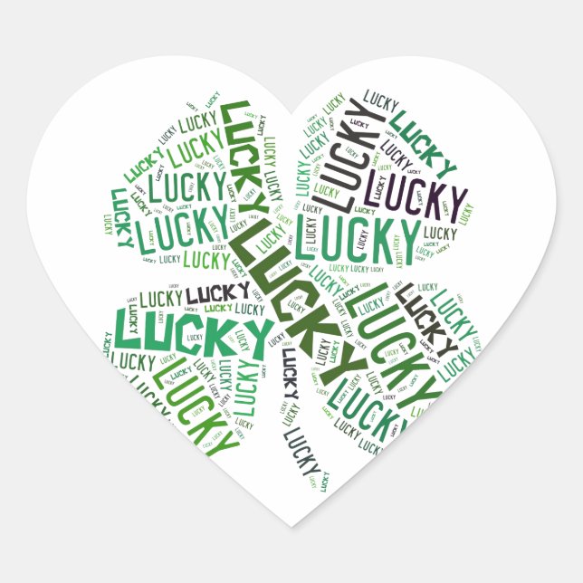 Sticker Cœur Lucky Clover Word (Devant)