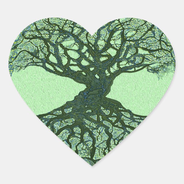 Sticker Cœur Lucky Green Tree of Life (Devant)