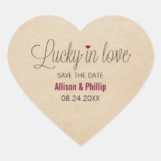 Sticker Cœur Lucky in Love Save the Date Stickers, Fuchsia