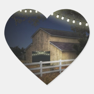 Sticker Cœur Lumières De Ferme Grange Rustique Mariage Faveurs