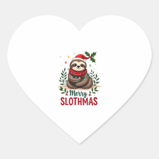 Sticker Cœur Lumières de Noël drôles de paresseux Joyeux Noël p