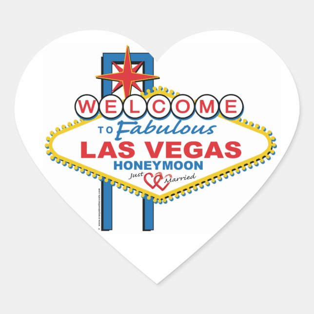 Sticker Cœur Lune de miel de Las Vegas (Devant)