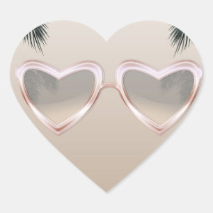Sticker Cœur Lunettes de soleil à coeur rose chic Sweet 16 fête