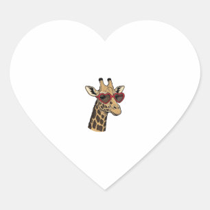 Sticker Cœur Lunettes de soleil à motif de cœur de girafe gravé