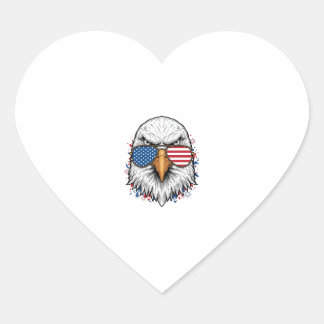 Sticker Cœur Lunettes de soleil aigle patriotique Vintage Vecto
