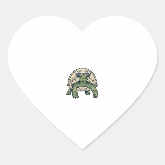 Sticker Cœur Lunettes de soleil Cool Tortoise Design Vector Vin (Devant)