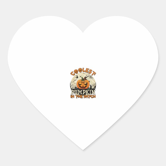Sticker Cœur Lunettes de soleil Coolest Pumpkin Patch Chapeau d (Devant)
