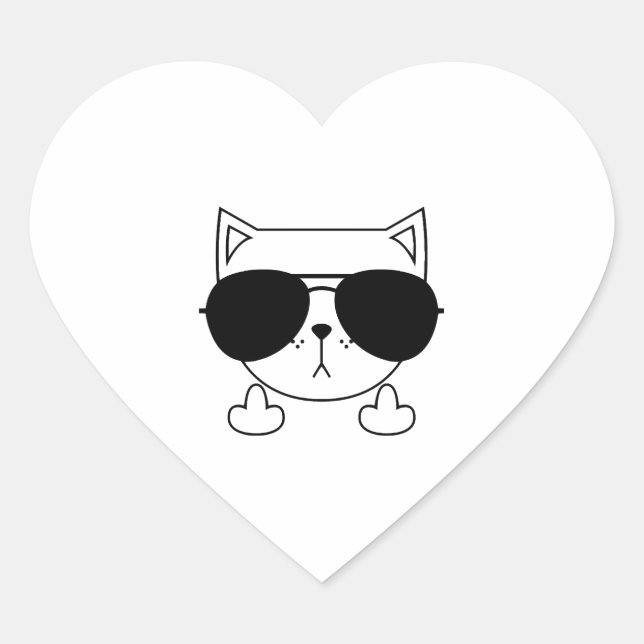 Sticker Cœur Lunettes de soleil de chat (Devant)