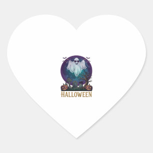 Sticker Cœur Lunettes de soleil fantôme Halloween Violet Lune C